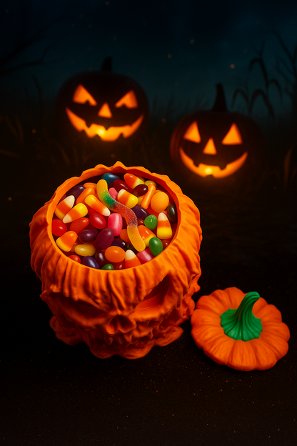 Halloween Kürbis-Schale mit Deckel – perfekt für Süßigkeiten & Deko